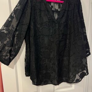 Torrid Black Sheer Lace Blouse